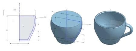 Illustration of 3 cups using Parametric Modeling-min