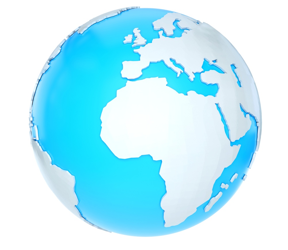 3D world map - isolated over a white background